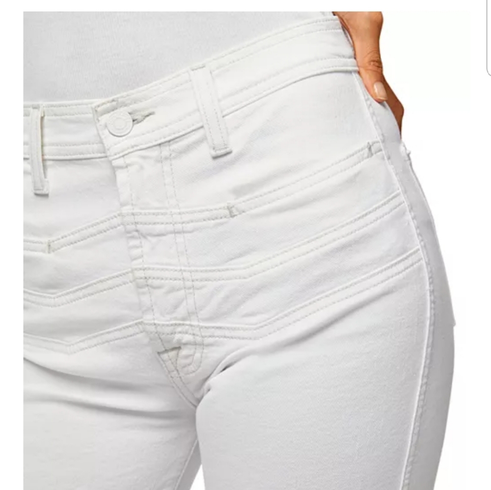 7 For All Mankind High Waisted Cropped Straight in Clean White Size 28 - Picture 4 of 13